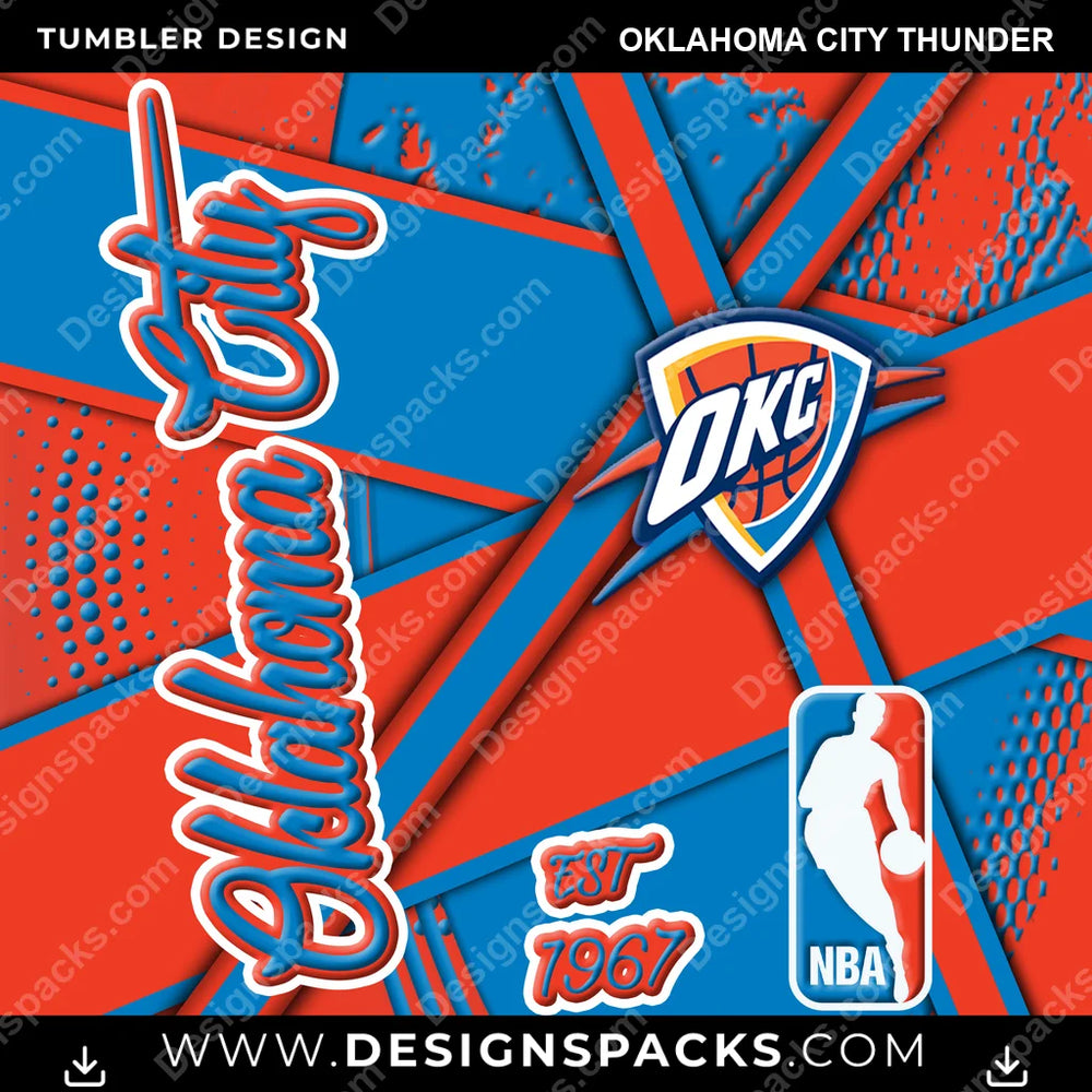 Basketball Team Sport Oklahoma City Thunder NBA Basketball Tumbler Digital Wrap Design Download