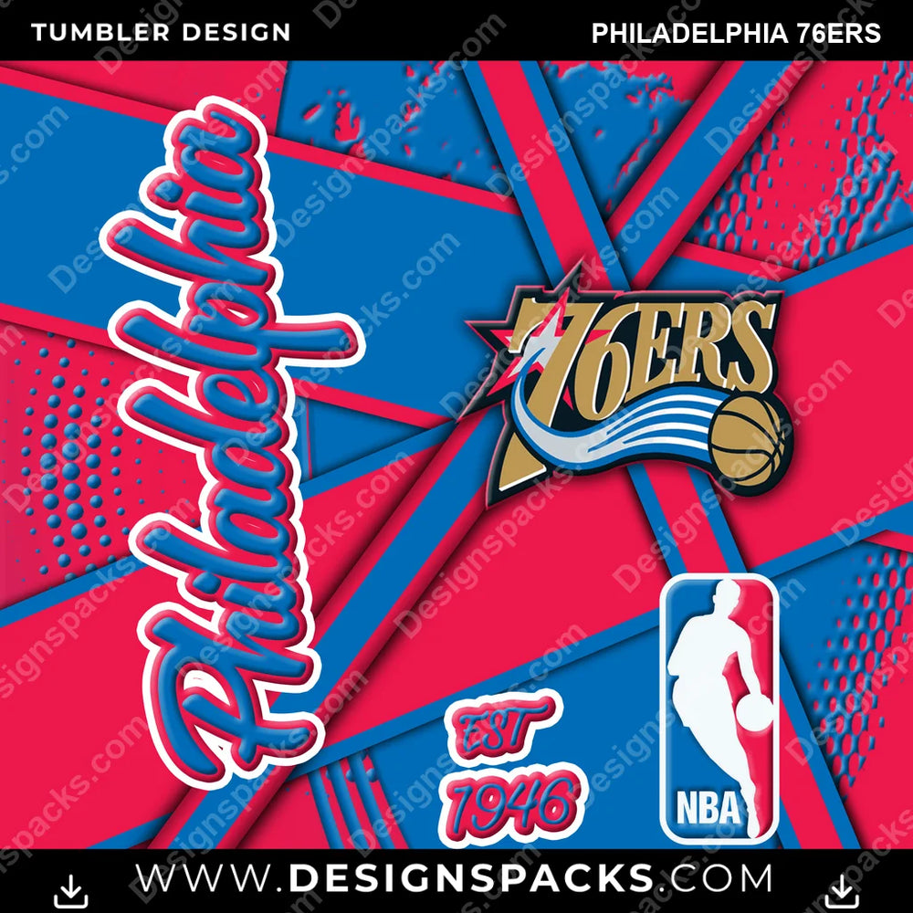 Basketball Team Sport Philadelphia 76ers NBA Basketball Tumbler Digital Wrap Design Download