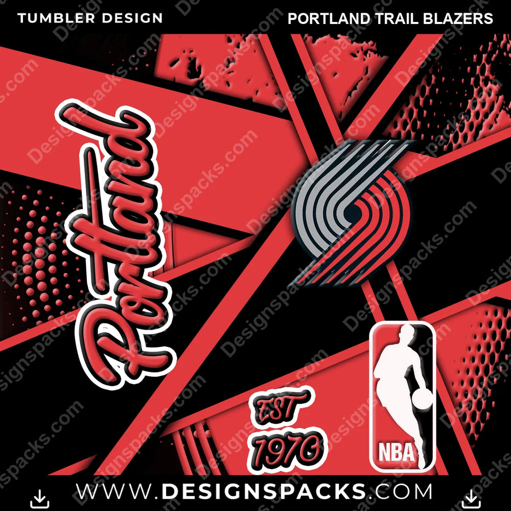 Basketball Team Sport Portland Trail Blazers NBA Basketball Tumbler Digital Wrap Design Download