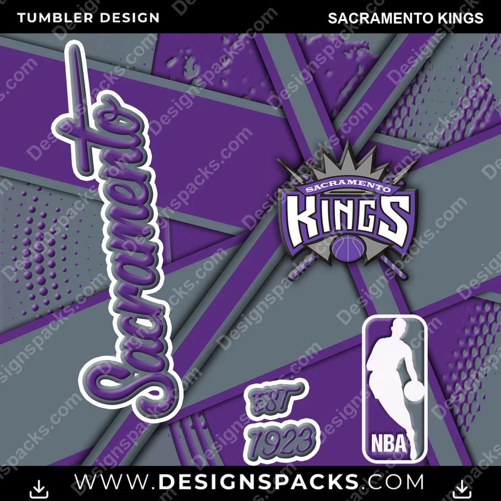 Basketball Team Sport Sacramento Kings NBA Basketball Tumbler Digital Wrap Design Download