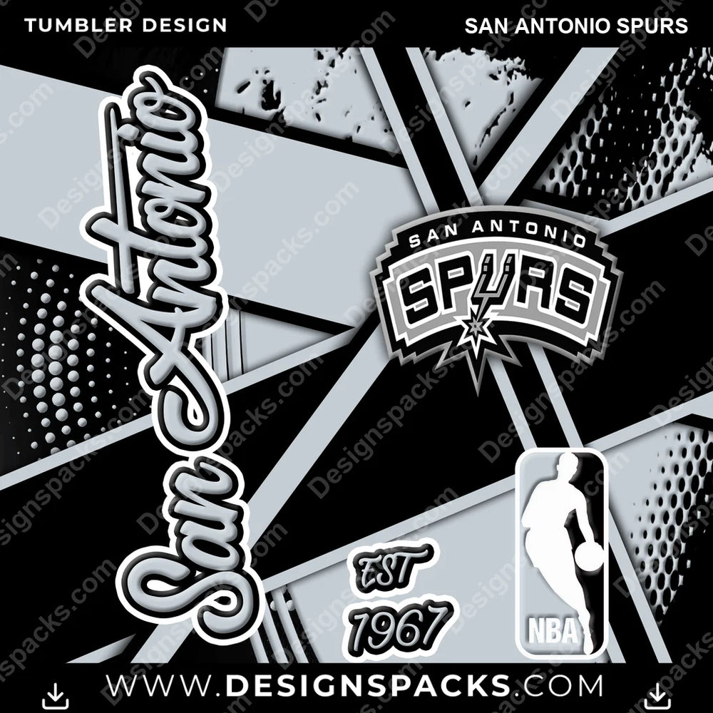 Basketball Team Sport San Antonio Spurs NBA Basketball Tumbler Digital Wrap Design Download