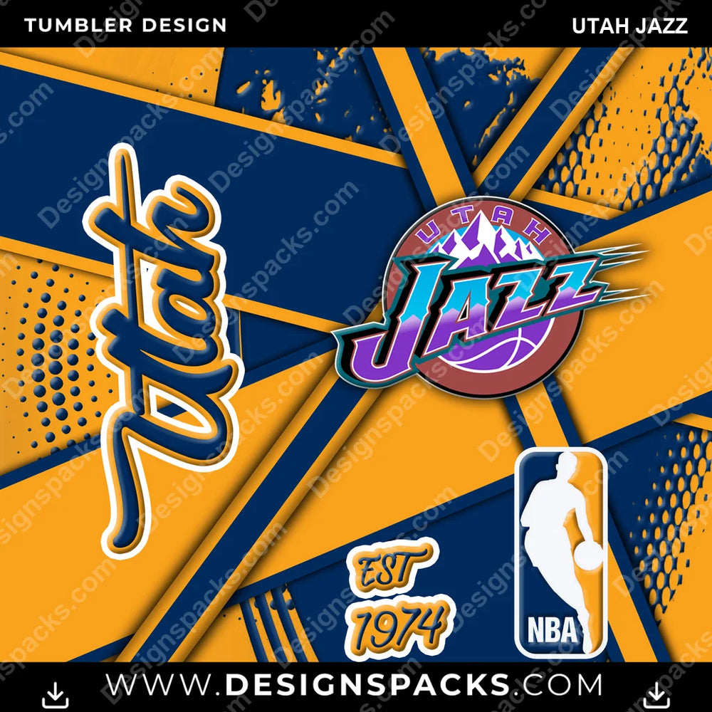 Basketball Team Sport Utah Jazz NBA Basketball Tumbler Digital Wrap Design Download
