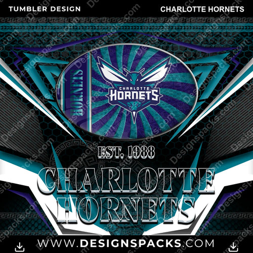Basketball Tribal Charlotte Hornets Tumbler Digital Wrap Design