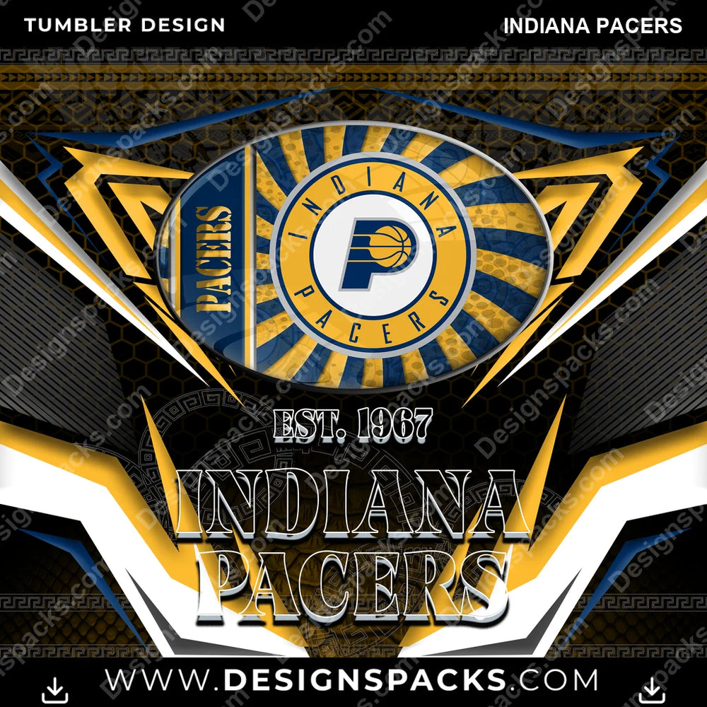 Basketball Tribal Indiana Pacers NBA Basketball Tumbler Digital Wrap Design Download