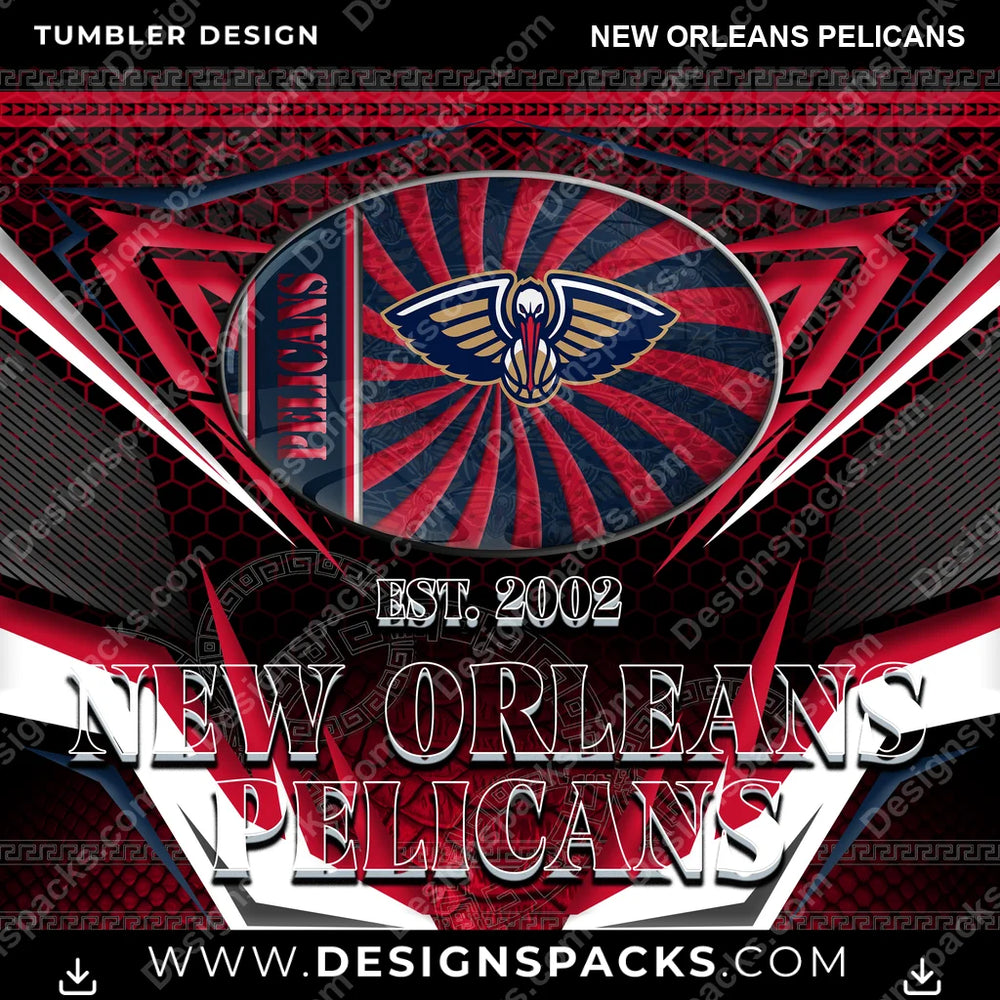 Basketball Tribal New Orleans Pelicans NBA Basketball Tumbler Digital Wrap Design Download