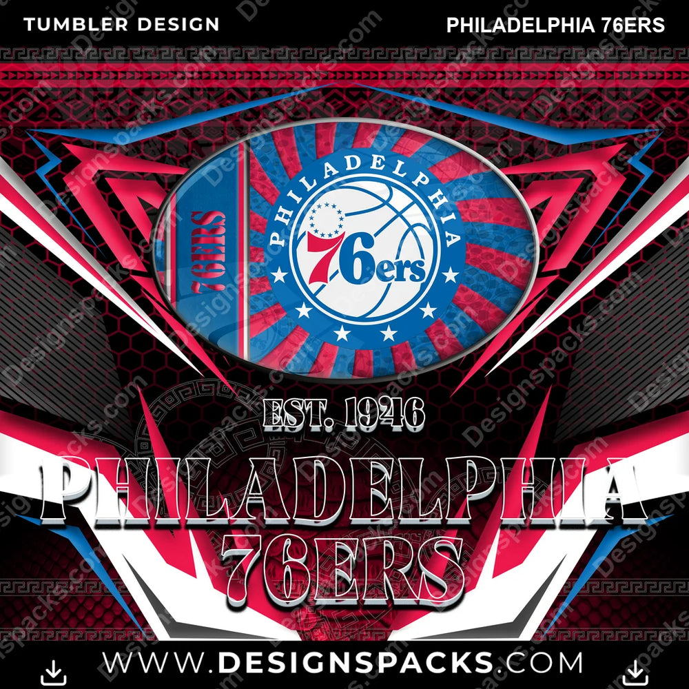 Basketball Tribal Philadelphia 76ers NBA Basketball Tumbler Digital Wrap Design Download