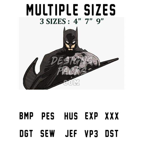 Batman embroidery design in multiple sizes: 4”, 7”, 9” — PES, DST, SVG, PNG formats for DTG, DTF, tumbler wraps
