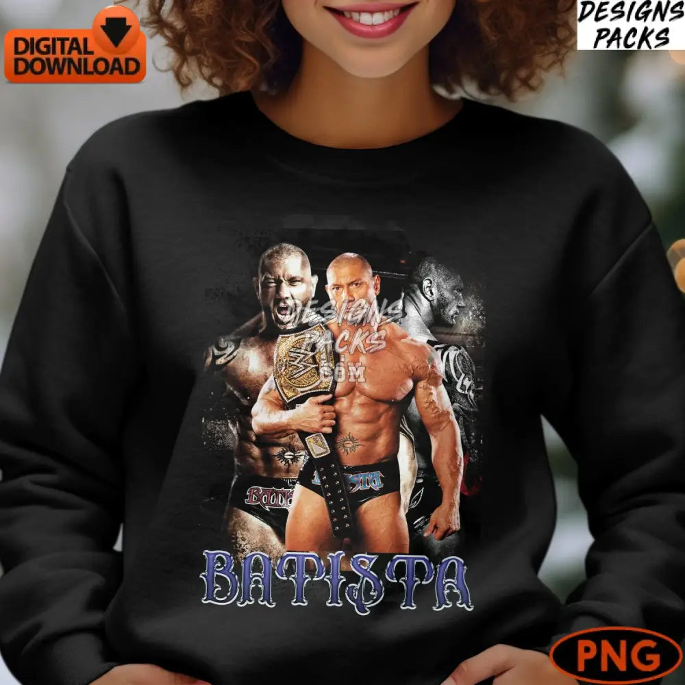 Batista Wrestling Star Champion Digital Art Superstar Instant Download Png
