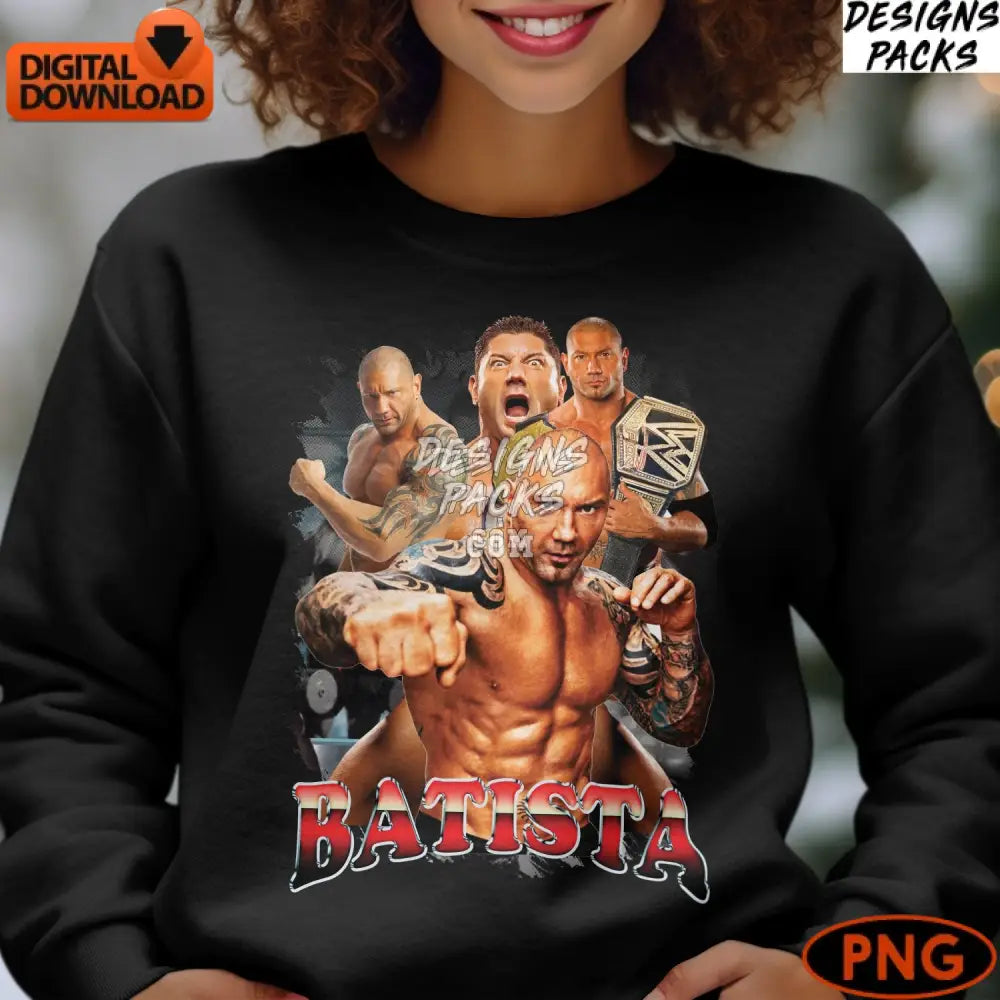 Batista Wrestling Star Instant Download Vintage Png File