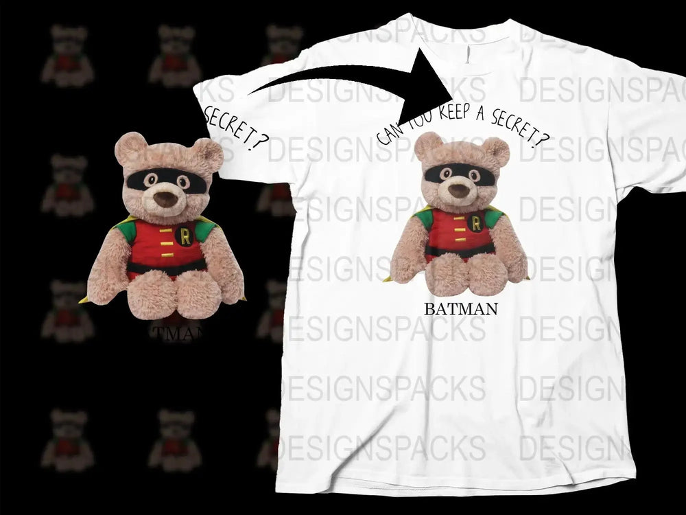 Batman Teddy Bear Graphic Can You Keep a Secret Png Digital Download