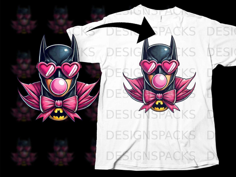 Cute Pink Heart Sunglasses Cartoon Character T-Shirt