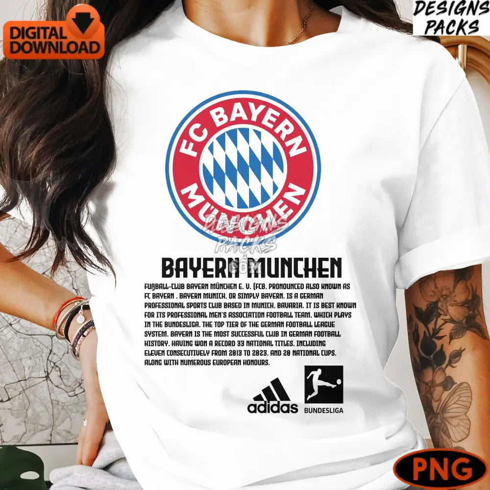 Bayern Munchen Soccer Football Instant Download Digital Png Fc Club Logo Art Home