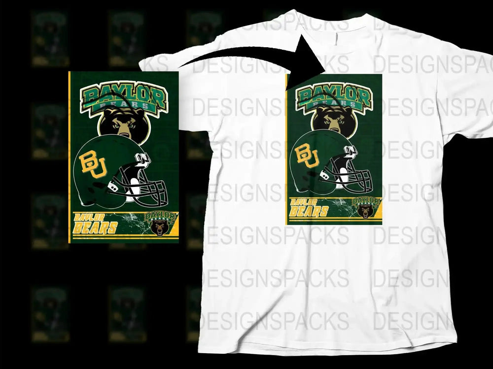 Baylor University T-Shirt, Bears Football Graphic Tee, Green and Gold, Sports Fan Apparel, Collegiate Wear