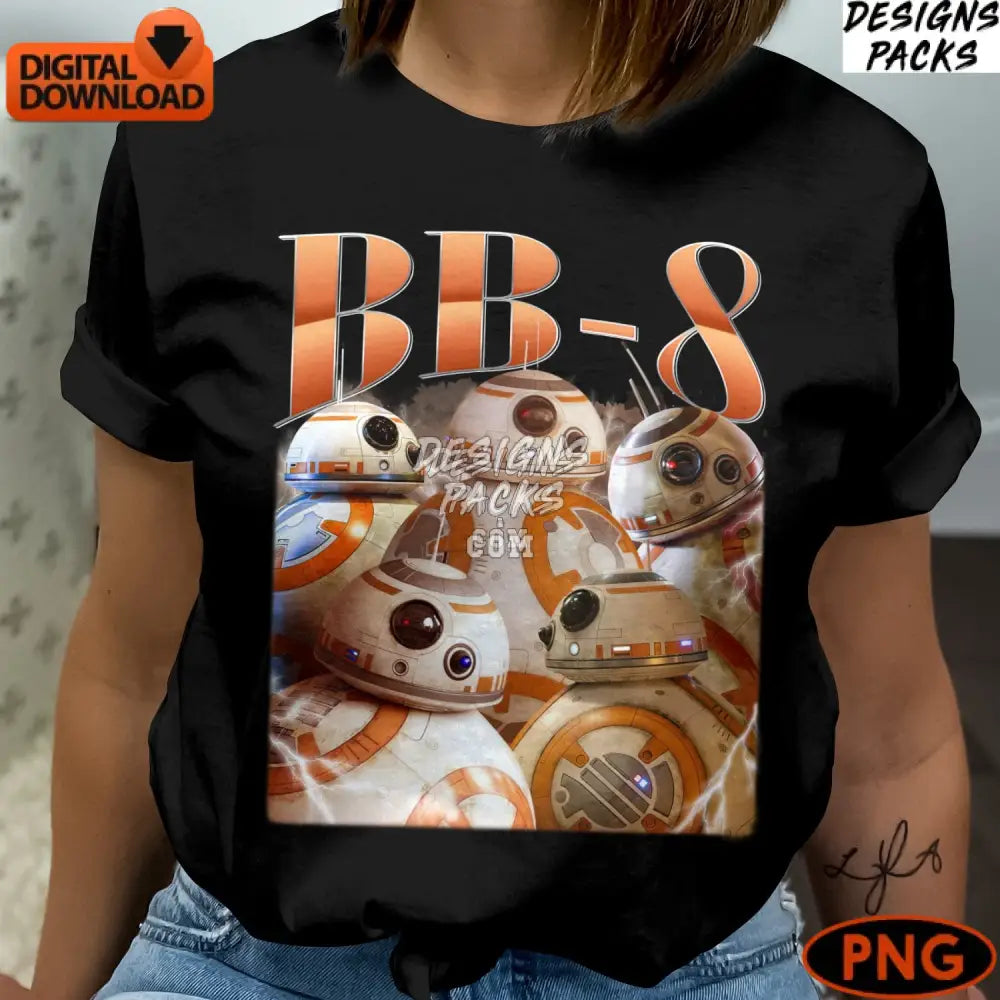 Bb-8 Digital Art Print Space Serie Inspired Droid Design High-Quality Instant Download Png File