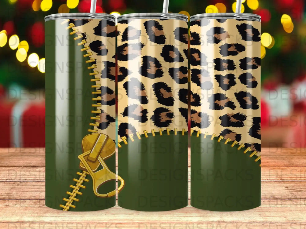 Leopard Print Zipper Design Gold Zipper Tumbler product type