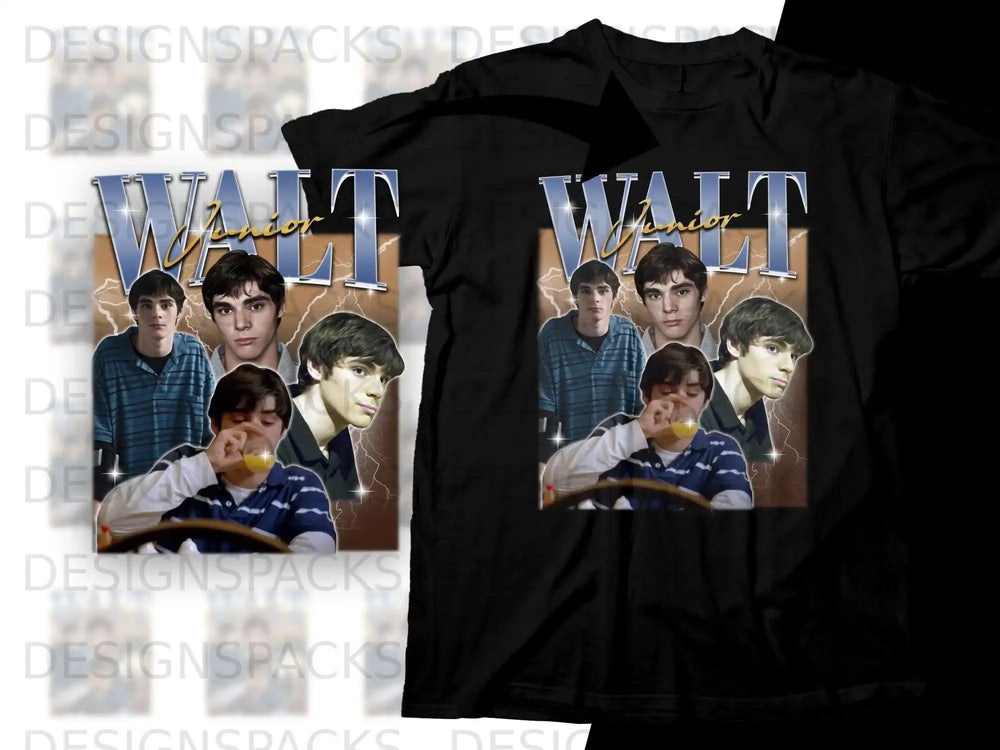 Black t-shirt with graphic of Jesse Pinkman from Breaking Bad.