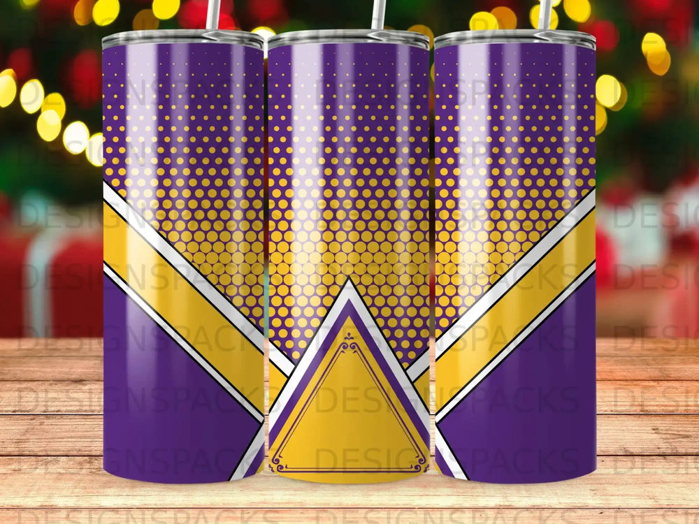 Purple Gold Polka Dot Stripe Geometric Triangle Tumbler product type