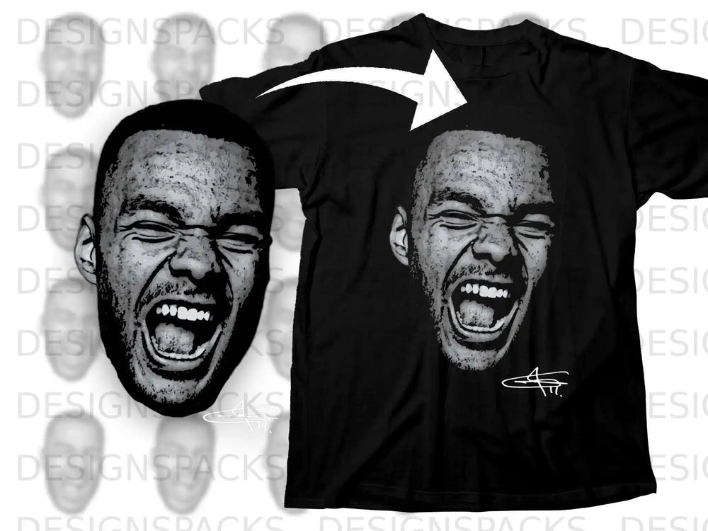 Expressive Shouting Face Graphic T-Shirt