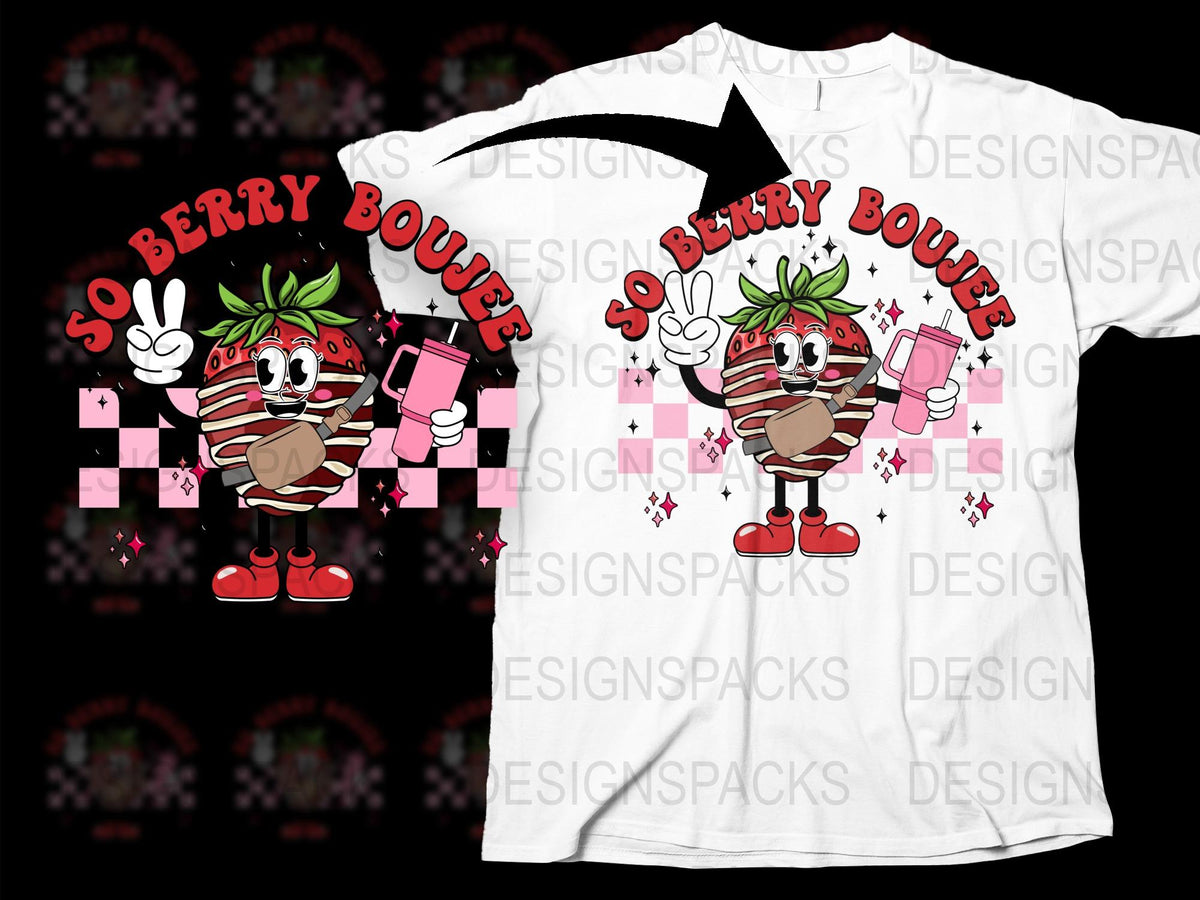 Kids Cute Berry Character T-Shirt, Fun Fruit Graphic Tee, Cartoon Strawberry Shirt, Unisex Children's Top