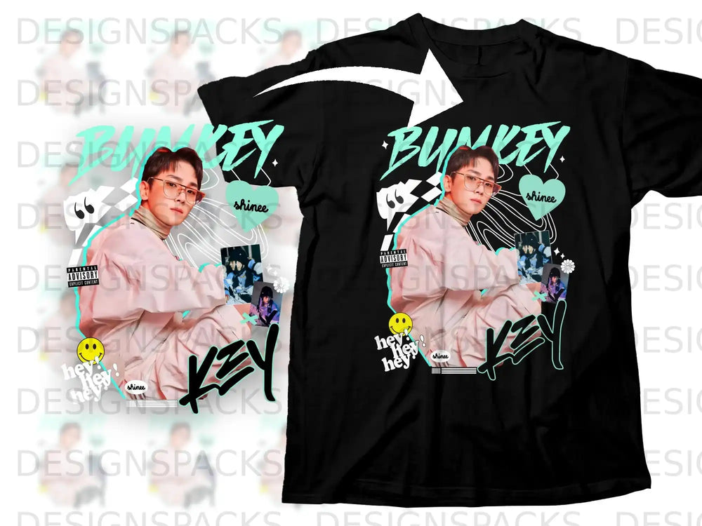 Black t-shirt featuring SHINee member Key's portrait and "BUMKEY" text.
