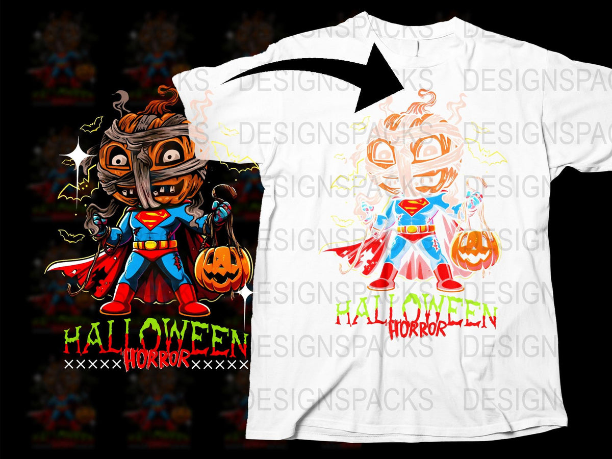 Halloween Horror Superhero Costumes T-Shirt, Kids and Adults Cosplay Tee, Unique Spooky Apparel, Trick or Treat Event Wear