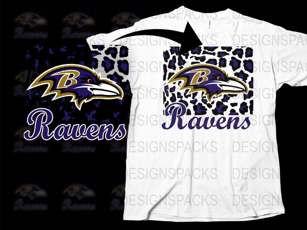 Baltimore Ravens T-Shirt, Purple and White, Animal Print, Sports Fan Apparel, Football Team Merchandise, Casual Wear