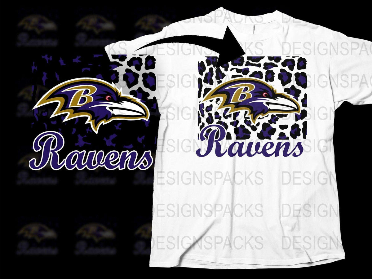 Baltimore Ravens T-Shirt, Purple and White, Animal Print, Sports Fan Apparel, Football Team Merchandise, Casual Wear