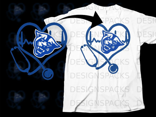 Heartbeat Cat and Stethoscope Medical T-shirt
