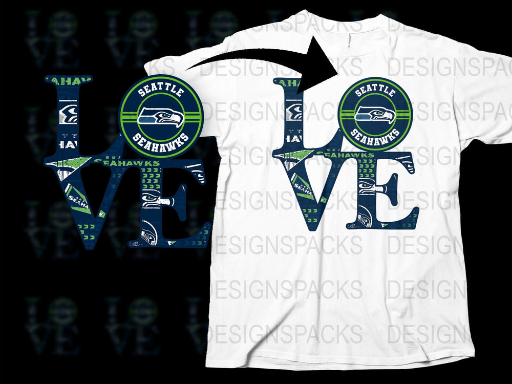 Seattle Seahawks T-Shirt, Sports Fan Love Graphic Tee, Football Team Apparel, Unisex White Shirt