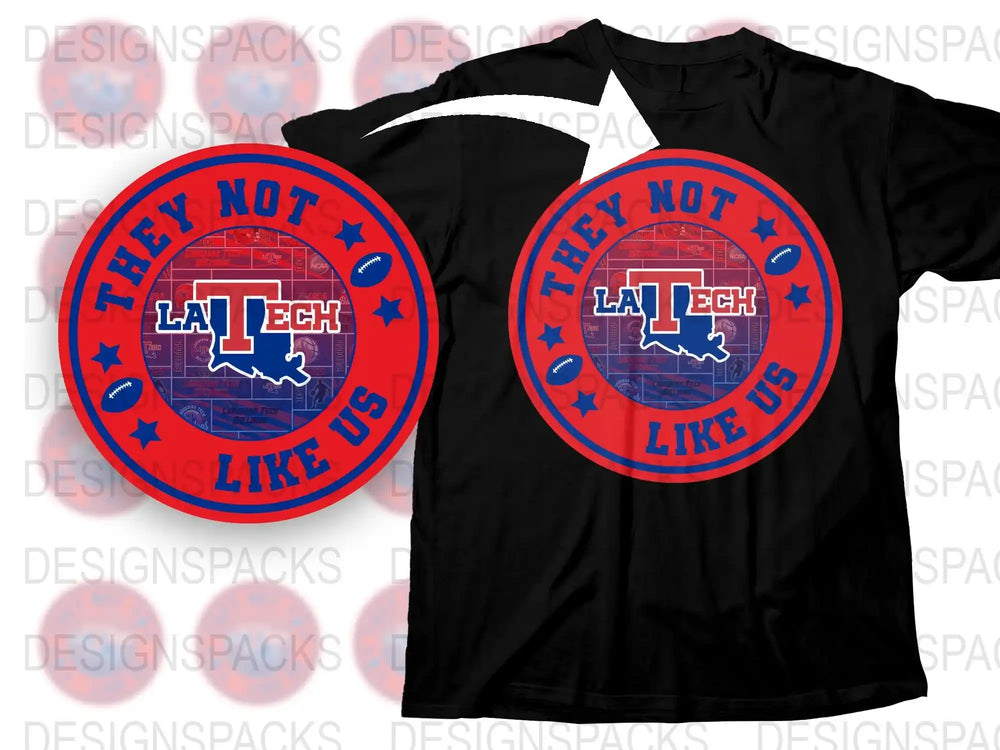 LA Tech They Not Like Us T-Shirt, Texas Map Graphic Tee, Red and Blue Design