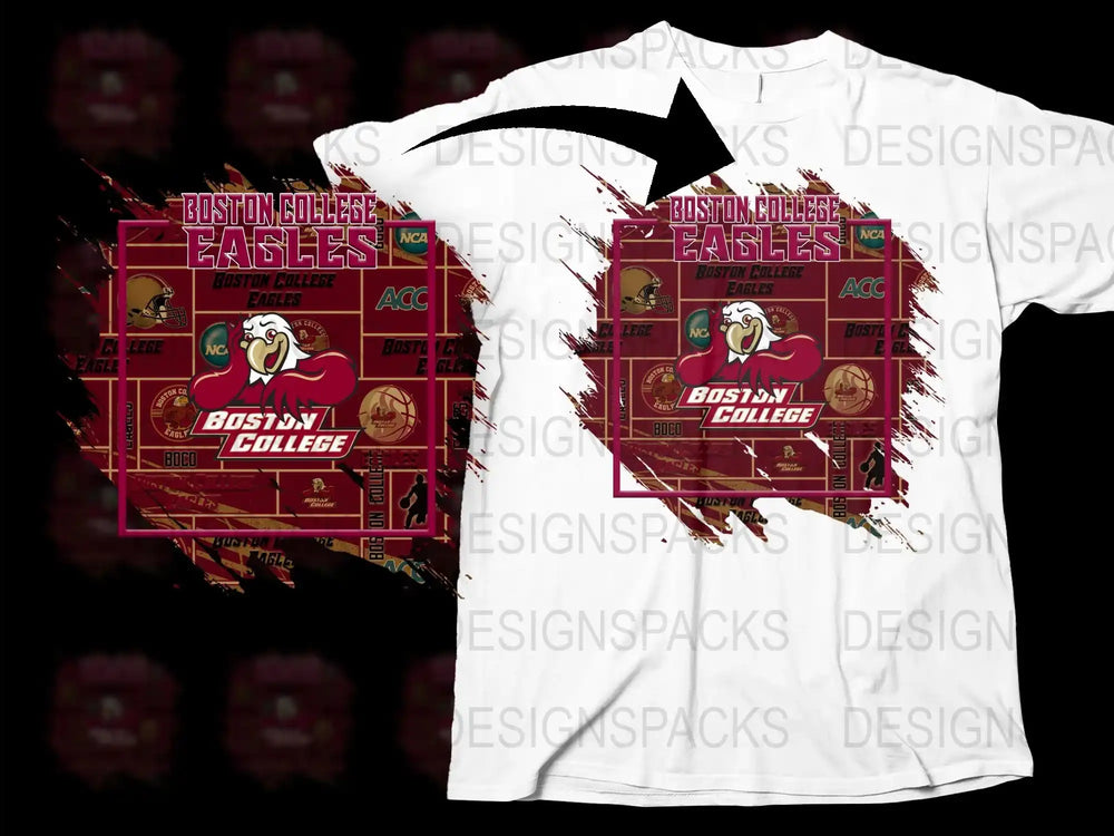 Boston College Eagles T-Shirt, Maroon and White Graphic Tee, ACC Sports Fan Apparel