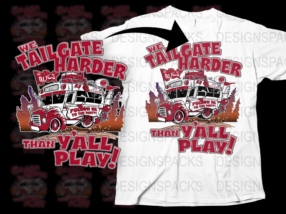 We Tailgate Harder Than Y'all Play T-Shirt, Vintage Fire Truck Tee, Sports Fan Apparel, Tailgating Party Shirt, Game Day Outfit