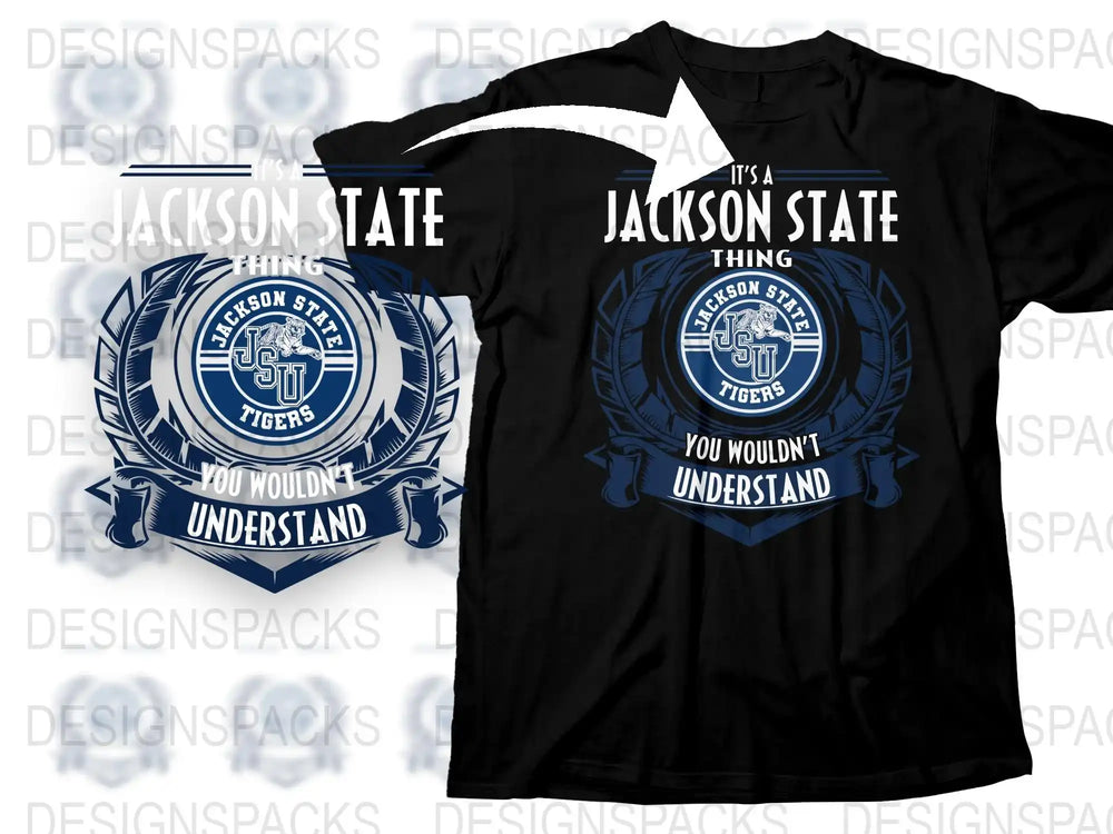 Jackson State University Tigers T-Shirt, Blue and White Graphic Tee, Collegiate Apparel