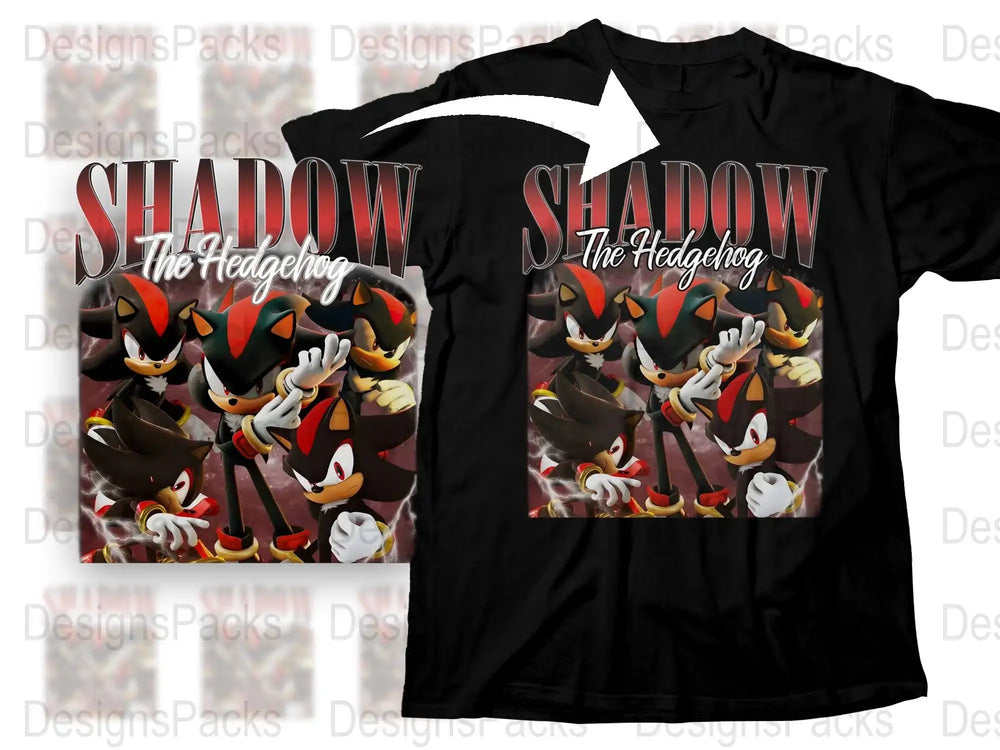 Shadow The Hedgehog Graphic T-Shirt, Sonic Fan Apparel, Unisex Black Tee, Gaming Character Shirt