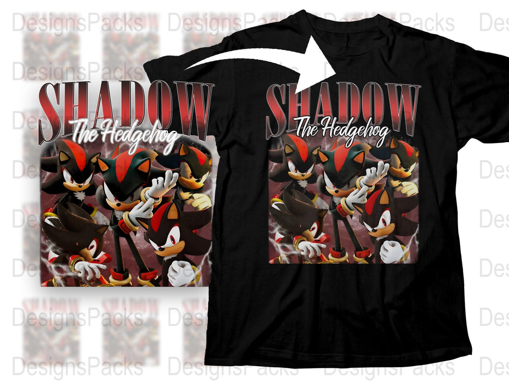 Shadow The Hedgehog Graphic T-Shirt, Sonic Fan Apparel, Unisex Black Tee, Gaming Character Shirt