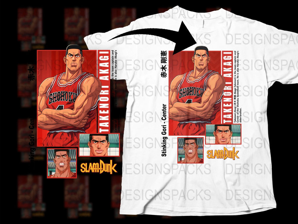 Slam Dunk Anime T-Shirt, Takenori Akagi Graphic Tee, Unisex Manga Shirt, Casual Streetwear, Japanese Anime Fan Gift