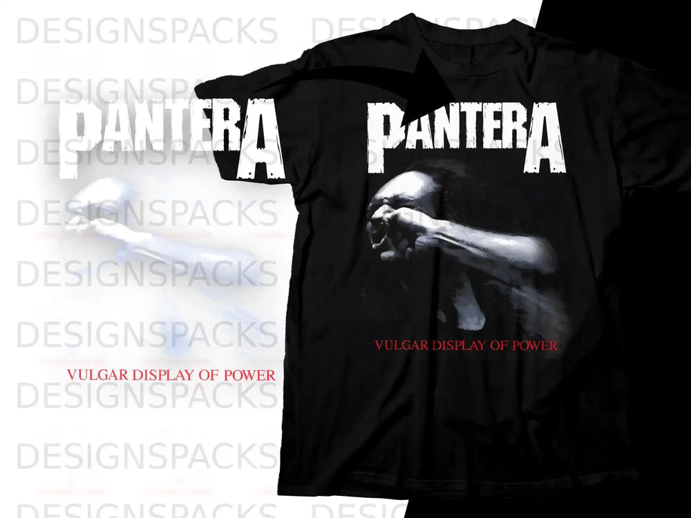 Black t-shirt with Pantera's Vulgar Display of Power album art.