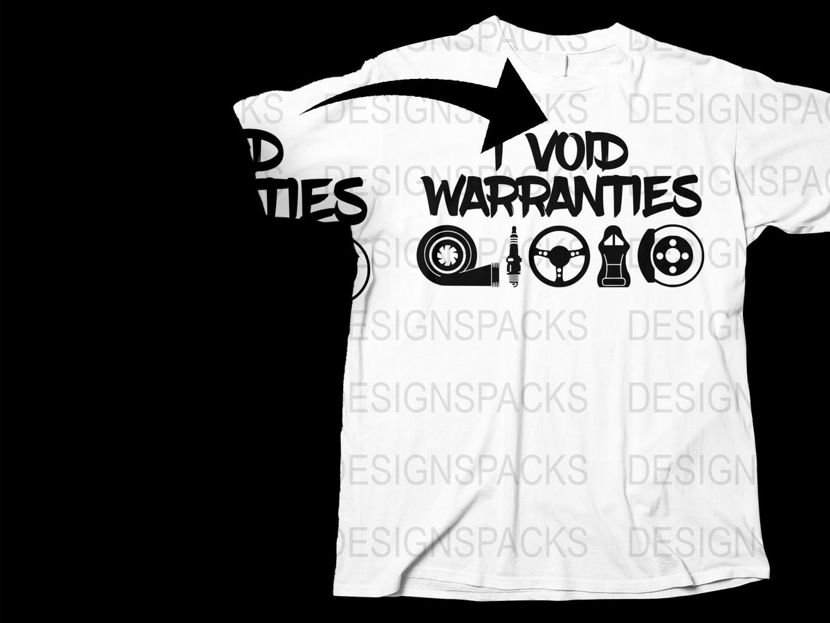Graphic T-Shirt White Tee Void Warranties Symbols Arrow Design Men's Fashion Casual Wear