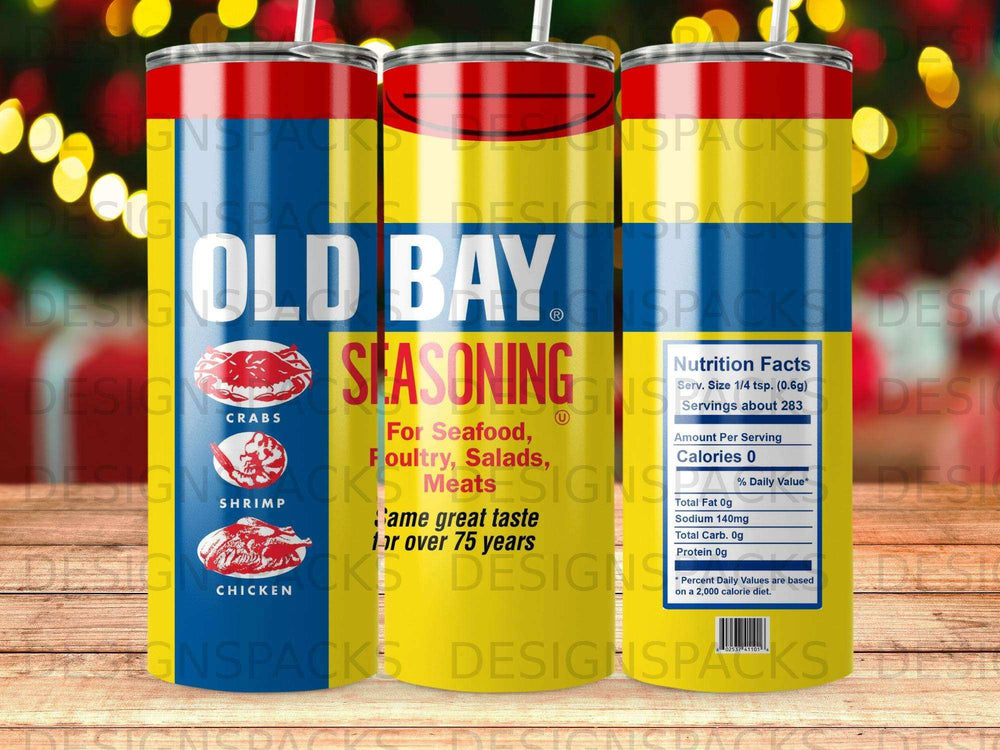 Old Bay Seasoning can with ingredients and nutrition facts.