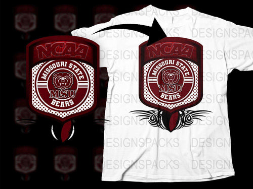 Missouri State University Bears NCAA Logo Graphic T-Shirt, Casual Sports Tee