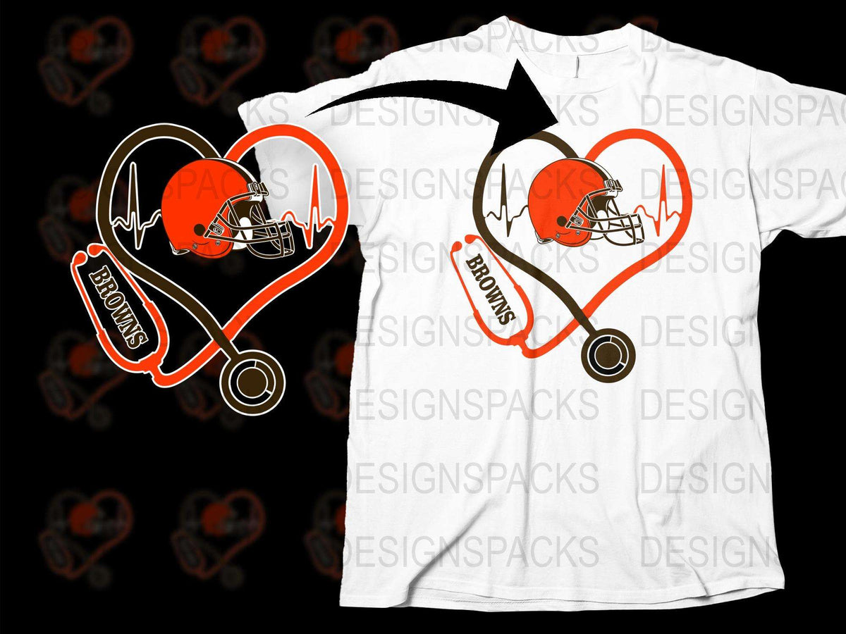 Cleveland Browns Heartbeat T-Shirt, Football Fan Graphic Tee, Sports Team Love Shirt, NFL Apparel