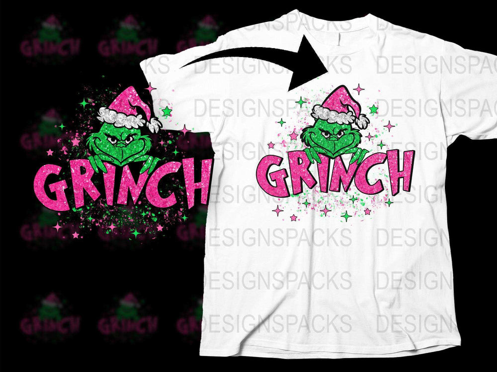 Grinch Christmas T-Shirt, Holiday Graphic Tee, Festive Green and Pink Design, Unisex Adult Clothing