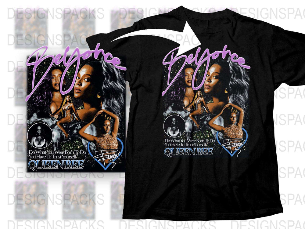 Queen Bee Inspired Graphic T-Shirt, Bold Purple Text, Women's Music Tee, Fan Merchandise, Stylish Casual Wear