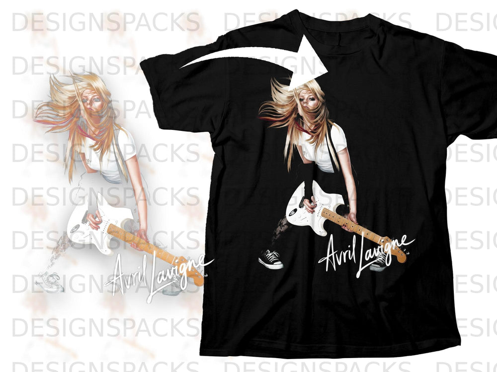 Black t-shirt with Avril Lavigne graphic and signature.