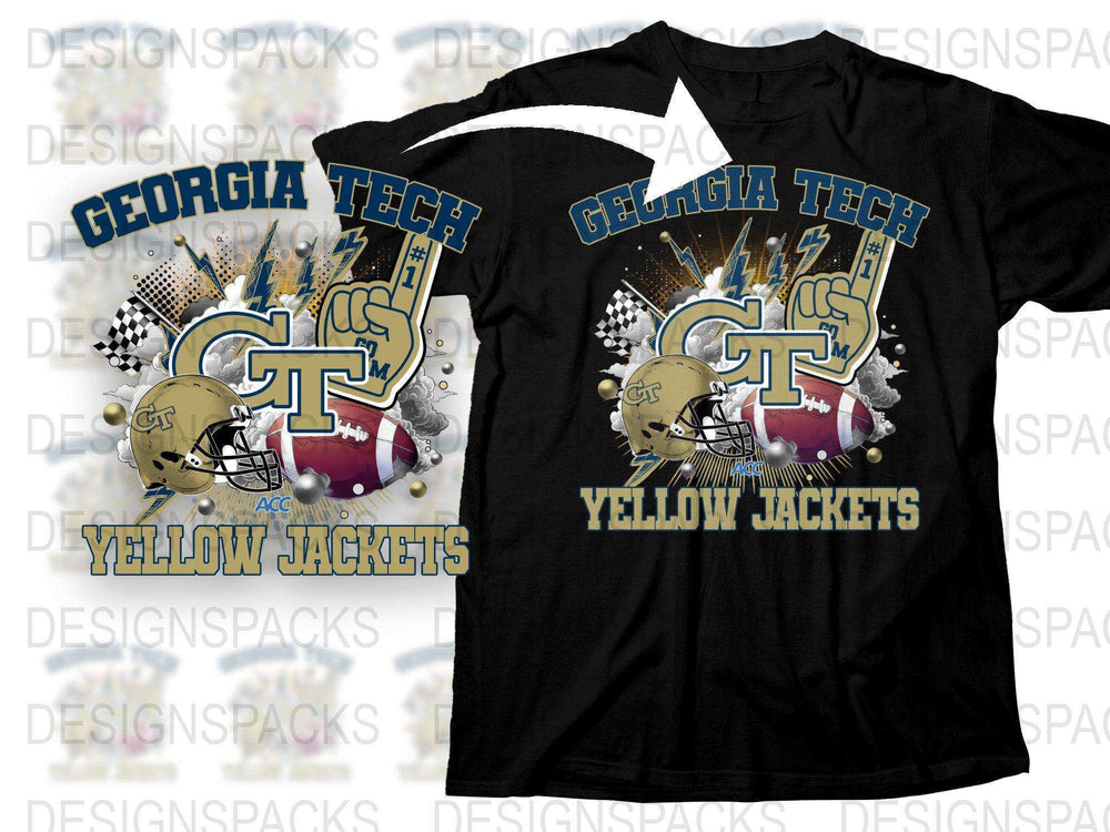 Georgia Tech Yellow Jackets T-Shirt, College Football Graphic Tee, Sports Fan Apparel, Casual Wear
