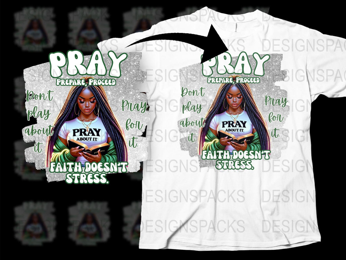 African American Woman Pray Quote T-Shirt, Faith Inspirational Graphic Tee, Spiritual Clothing Gift