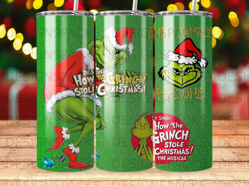 Dr. Seuss' How The Grinch Stole Christmas! tumbler design with Grinch characters.