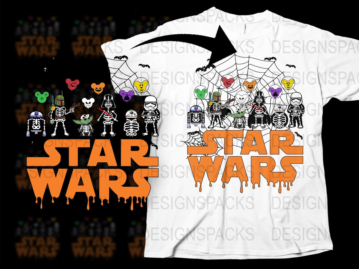 Star Wars Halloween T-Shirt, Unique Spooky Character Design, Adult and Kids Sizes Available
