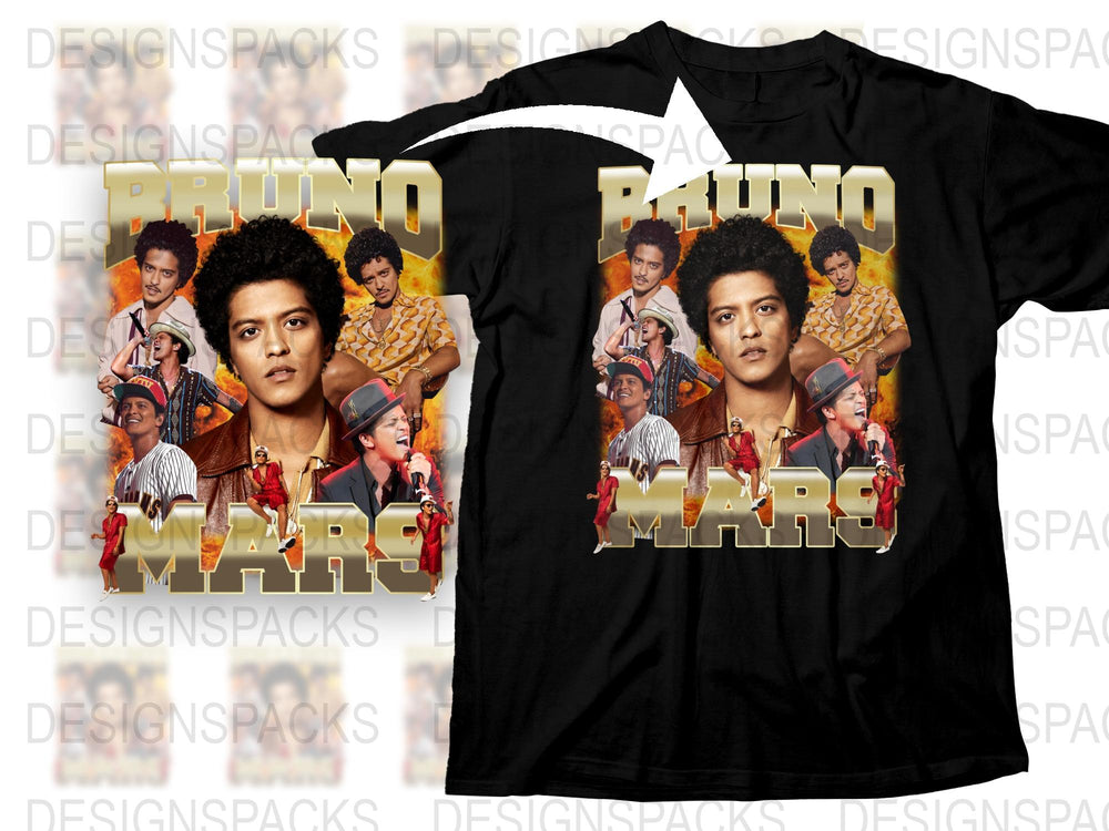 Bruno Mars Graphic T-Shirt, Vintage Concert Tee, Music Fan Apparel, Unisex Black Shirt