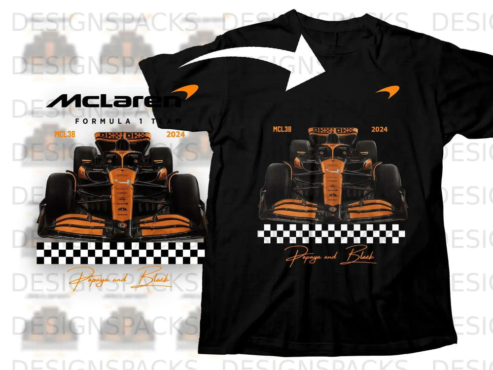 McLaren MCL38 Formula 1 car in Papaya and Black design.